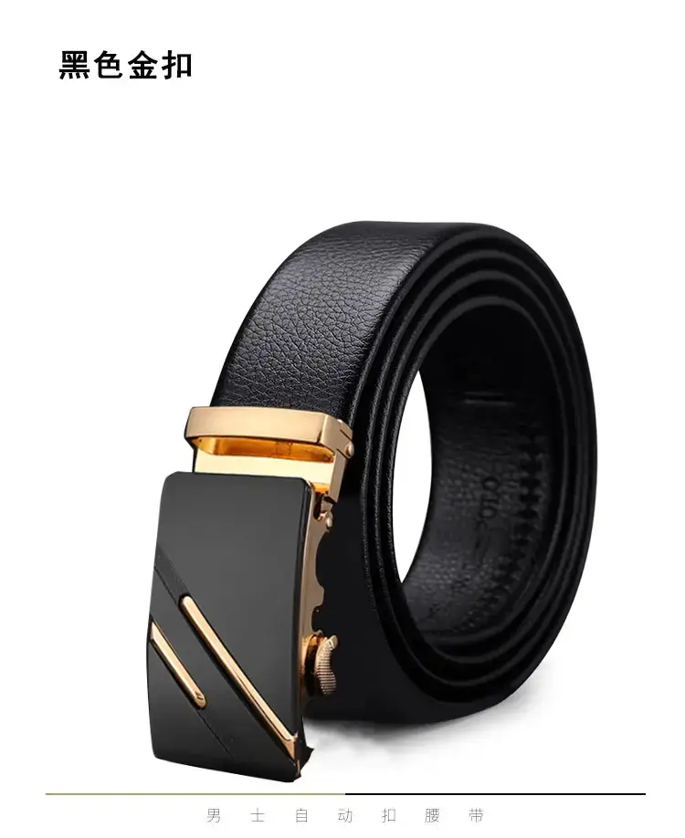 Black Leather Belt with Gold buckle for men β feature 9