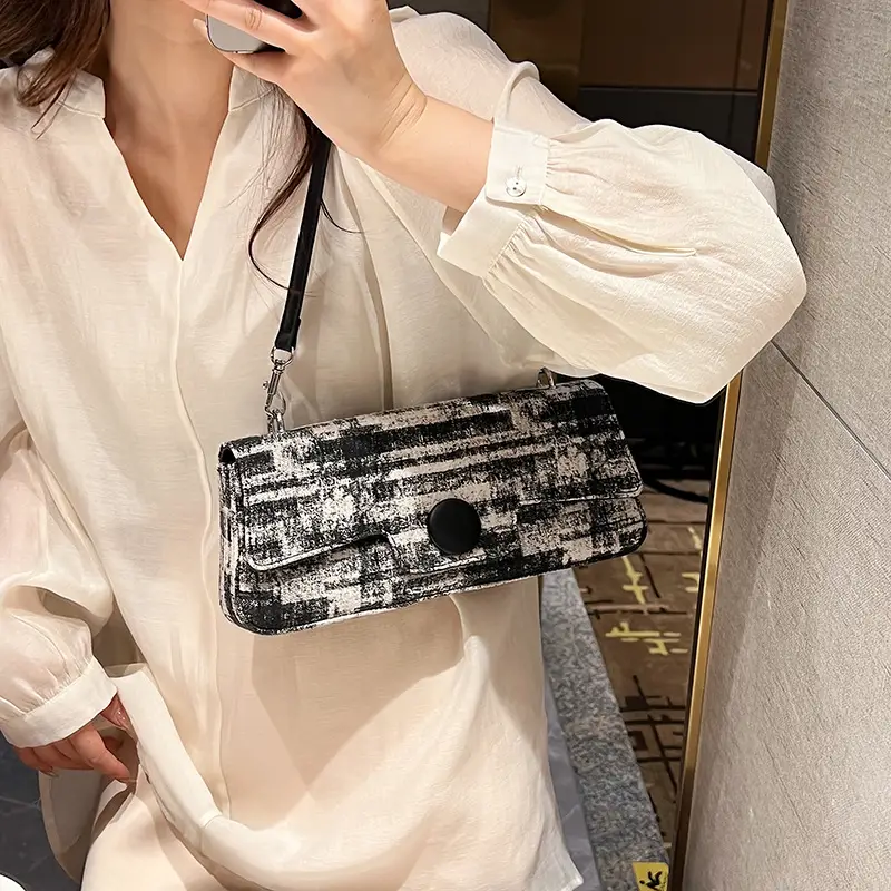Women Embroidered Jacquard Shoulder Bag Red Strap - Image 6