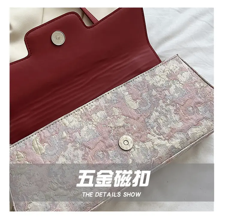 Women Embroidered Jacquard Shoulder Bag Red Strap — feature 8