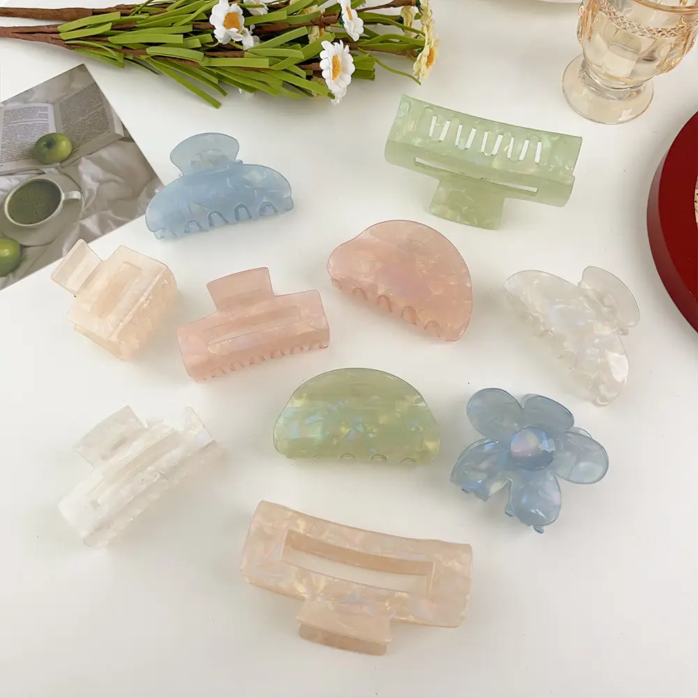 South Korea Dongdaemun New Hairpin Female Ins Acrylic High Sense Back Head Updo Shark Clip Simple Grip - Image 49