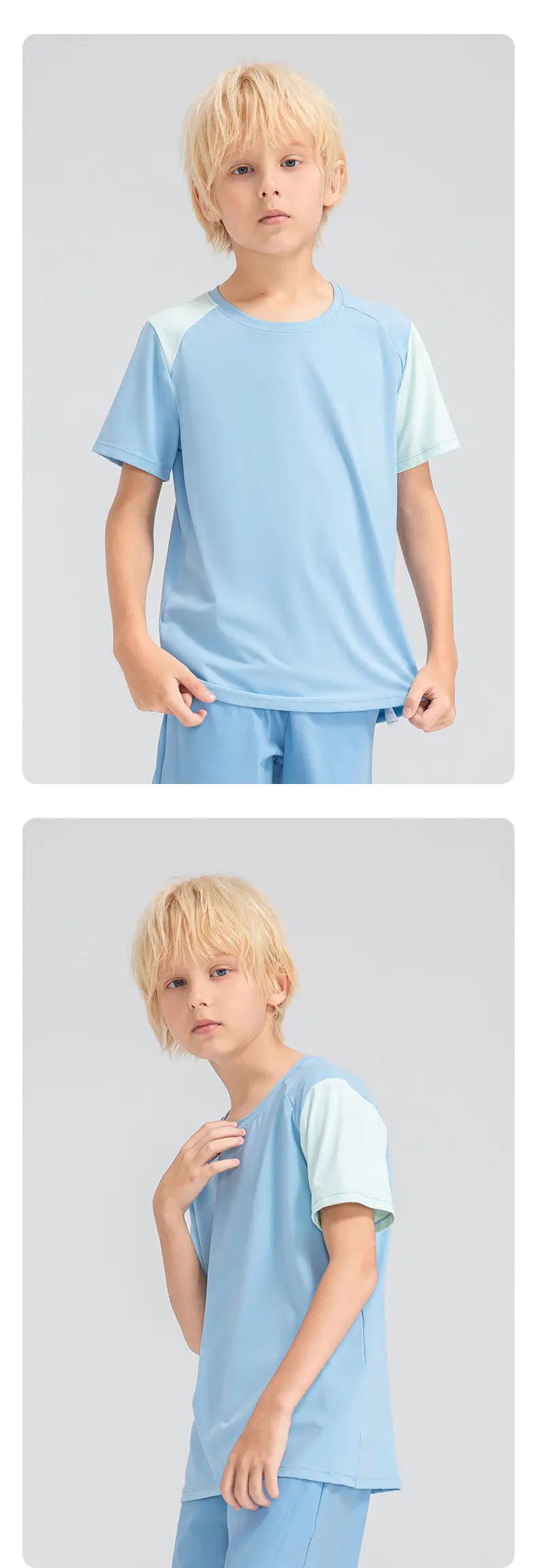 Boys Light Blue Loose Sleeve T-Shirt 33214 — feature 16