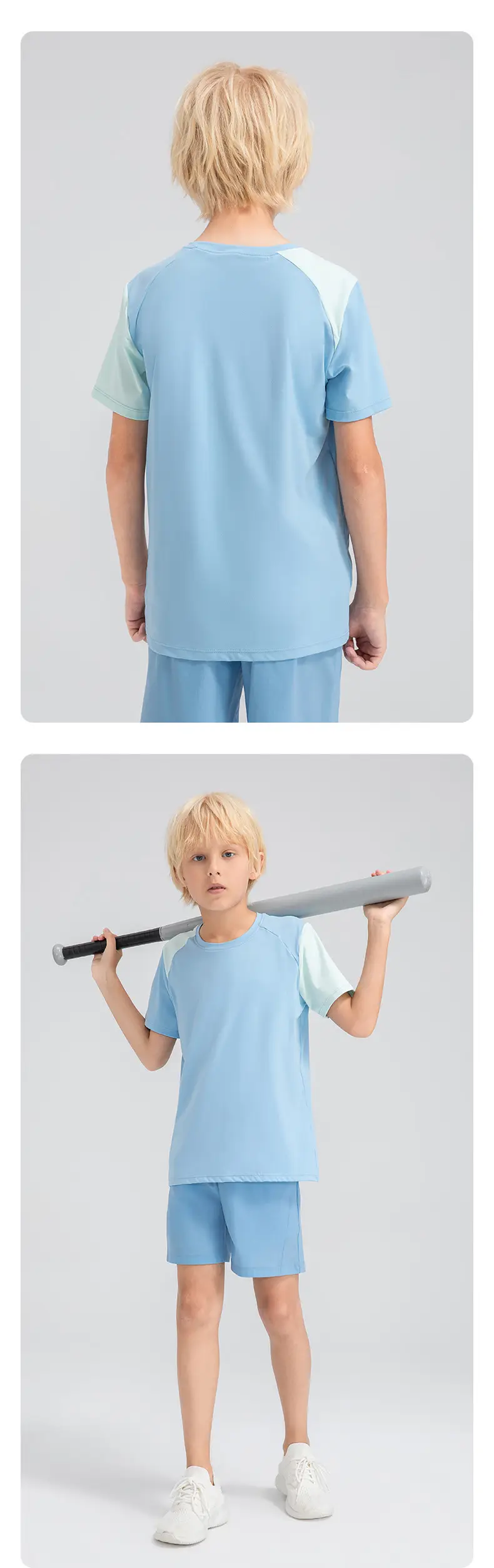 Boys Light Blue Loose Sleeve T-Shirt 33214 — feature 17