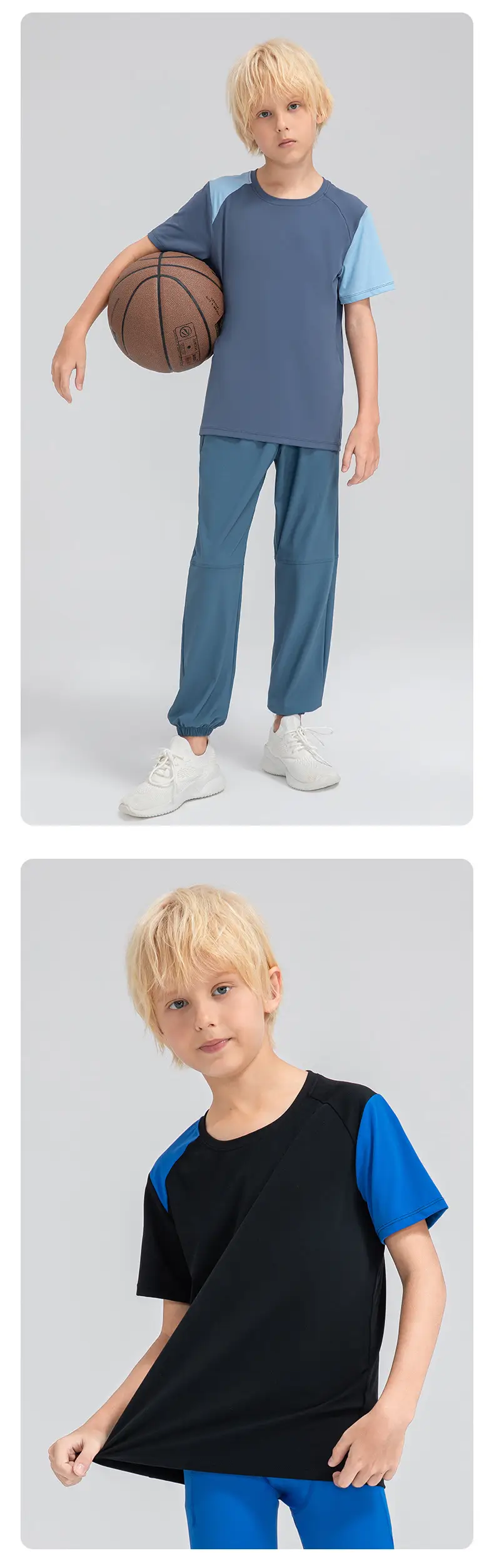 Boys Light Blue Loose Sleeve T-Shirt 33214 — feature 23