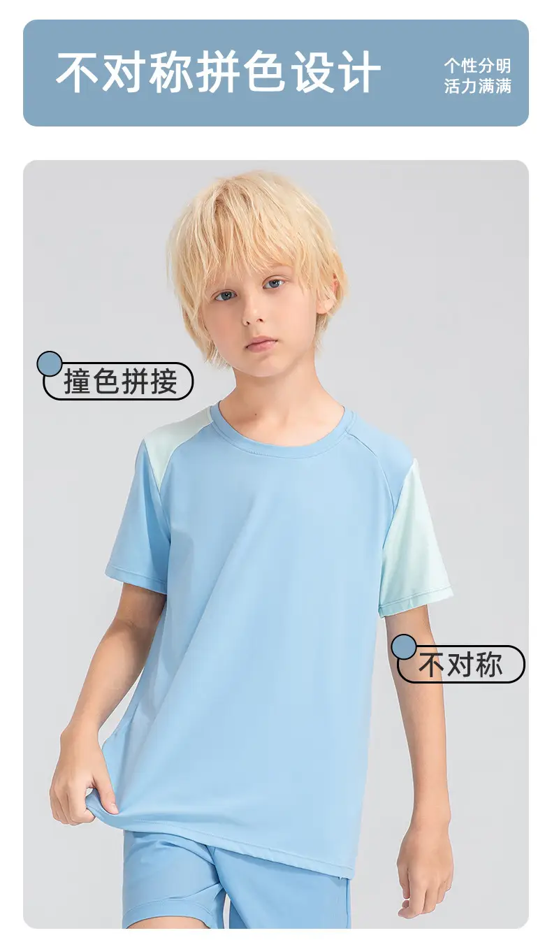 Boys Light Blue Loose Sleeve T-Shirt 33214 — feature 6