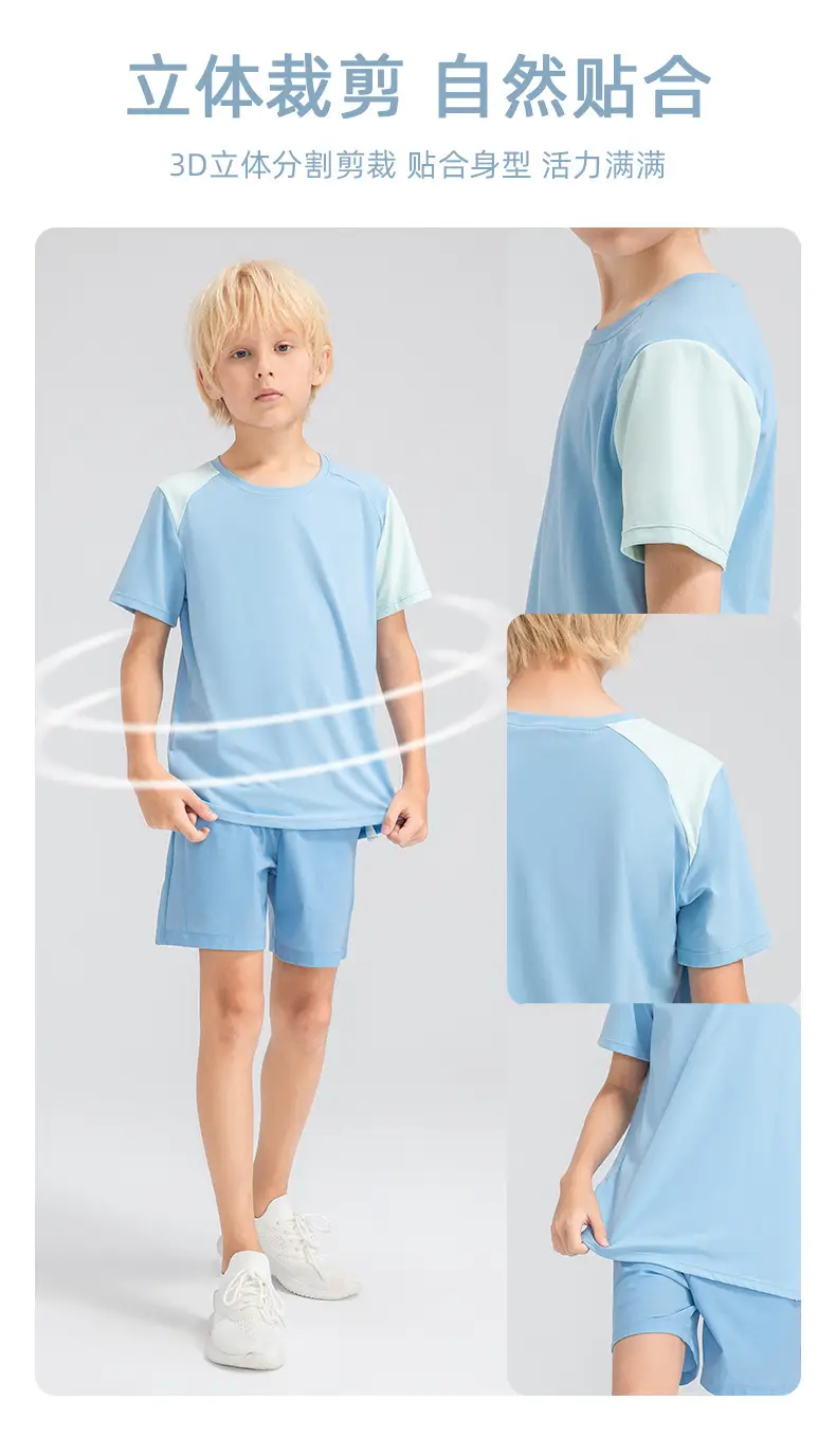 Boys Light Blue Loose Sleeve T-Shirt 33214 — feature 9