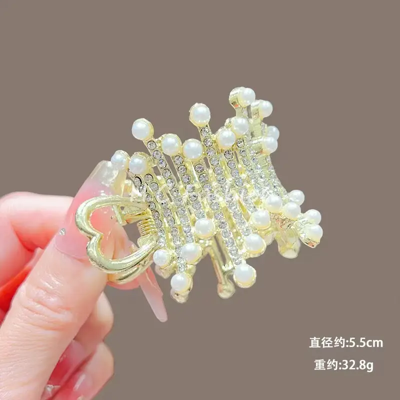 Pink Pearl Hair Clip with Gold Tassels