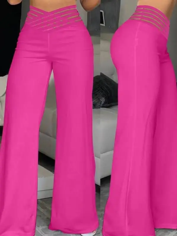 2023 Yellow Wide-leg Trousers for Women