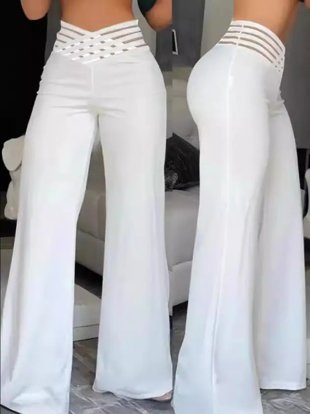 2023 Yellow Wide-leg Trousers for Women