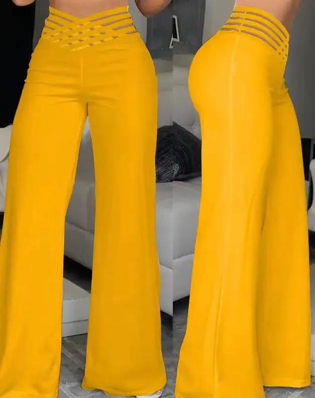 2023 Yellow Wide-leg Trousers for Women — feature 10