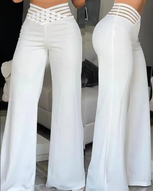 2023 Yellow Wide-leg Trousers for Women