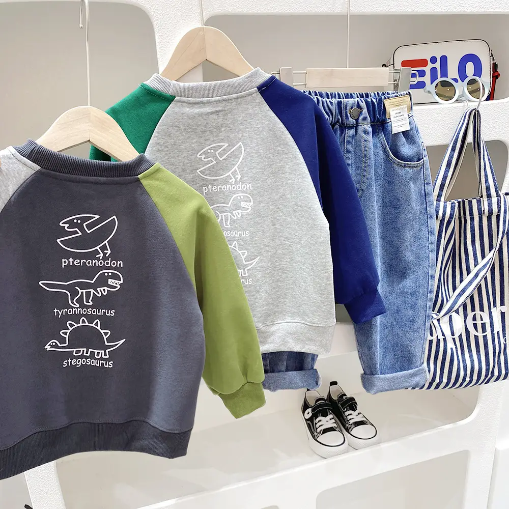 Boys Sweatshirt Set Spring 2024 Crewneck Long Sleeve