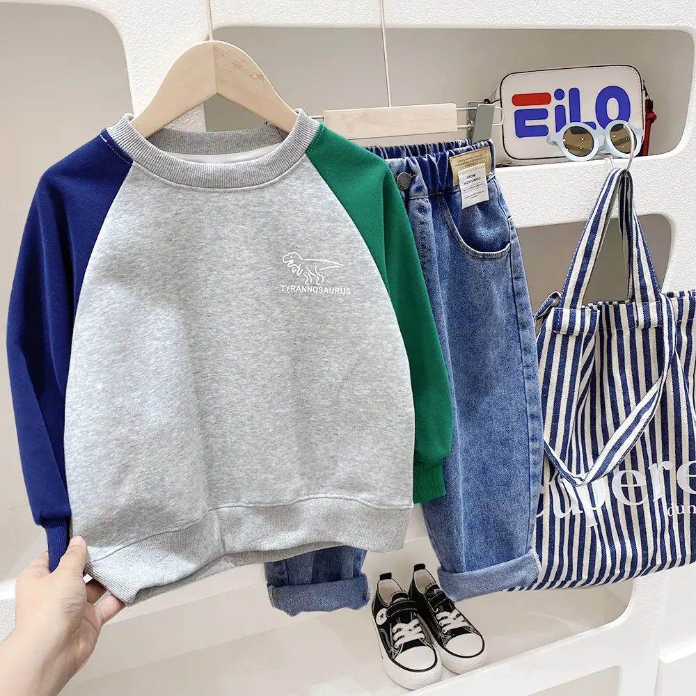 Boys Sweatshirt Set Spring 2024 Crewneck Long Sleeve