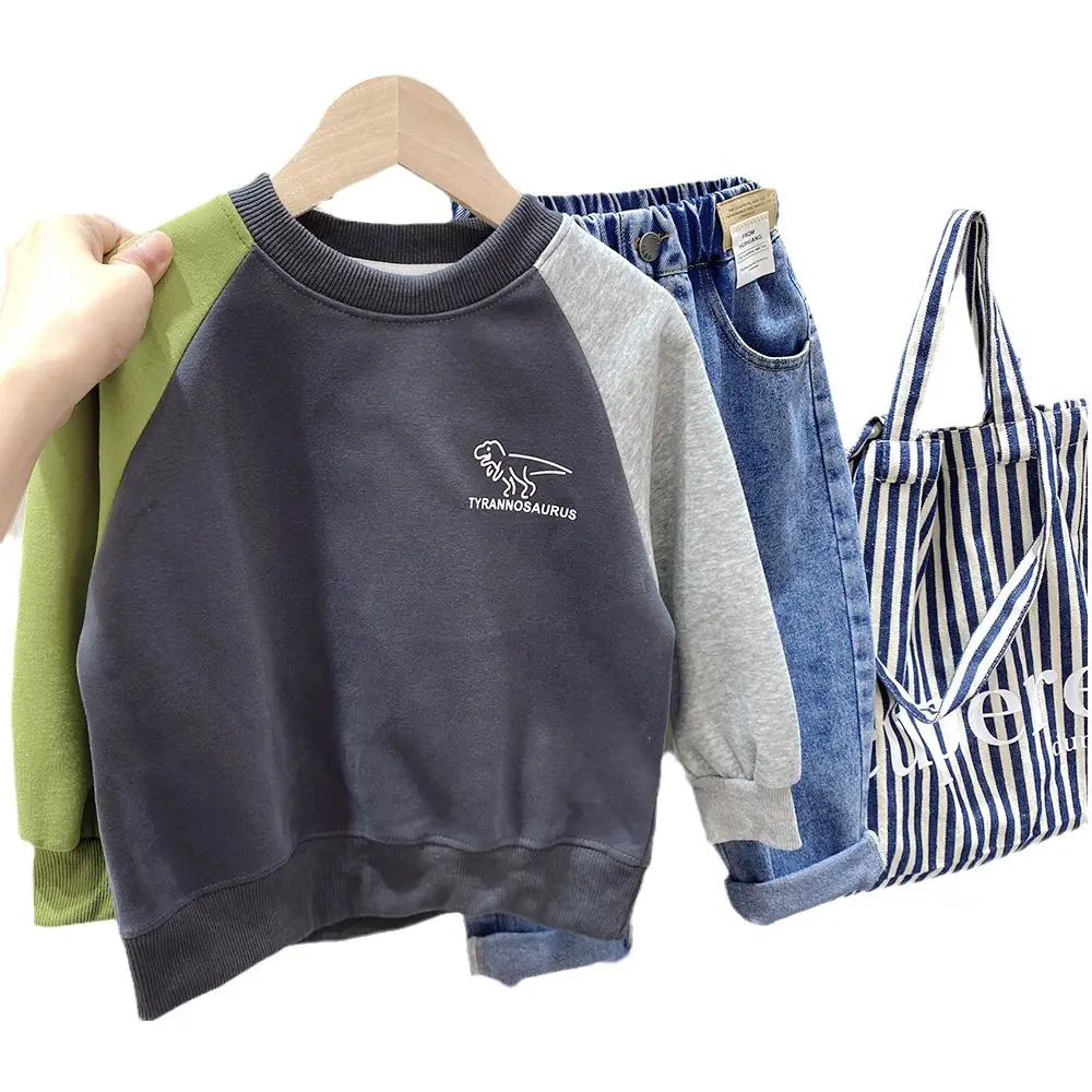 Boys Sweatshirt Set Spring 2024 Crewneck Long Sleeve