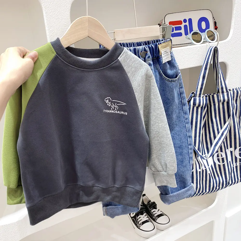 Boys Sweatshirt Set Spring 2024 Crewneck Long Sleeve — feature 5