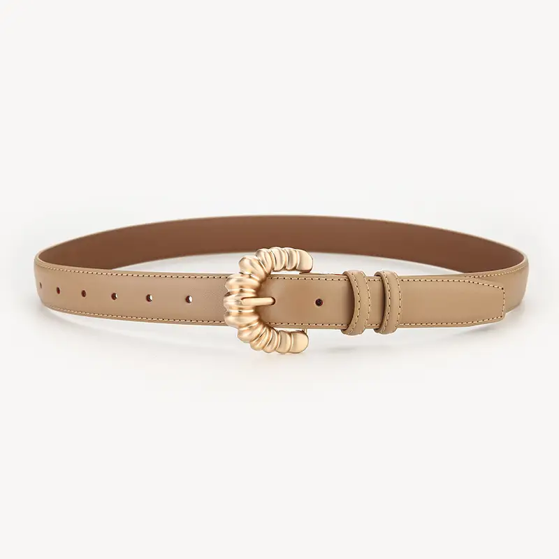 Genuine Leather Belt Women's Trendy Buckle Style Brown - Image 2