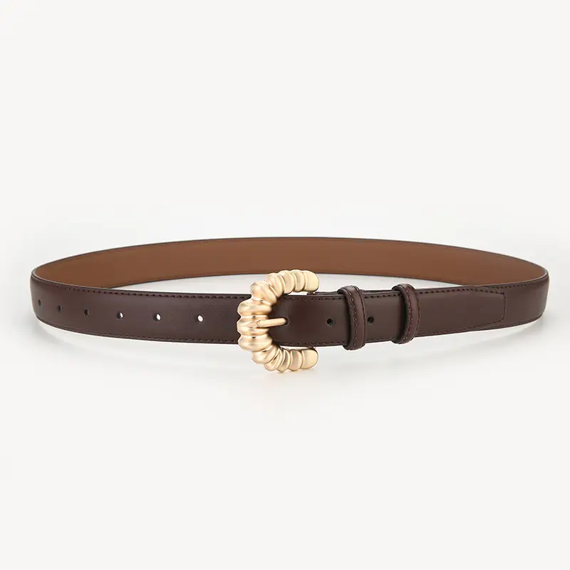 Genuine Leather Belt Women's Trendy Buckle Style Brown - Image 4