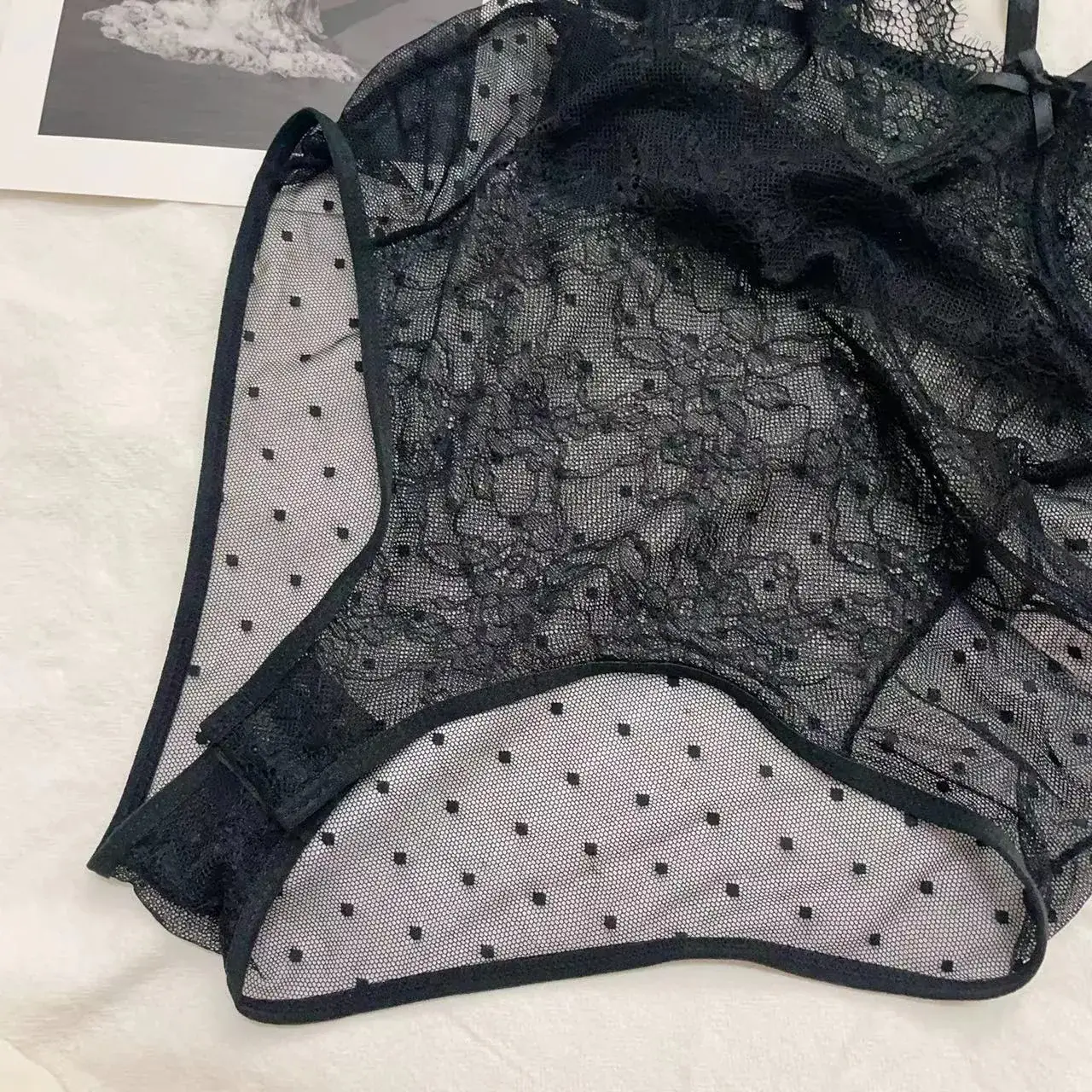 Black Lace Vest Suspenders Single Layer Transparent - Image 5