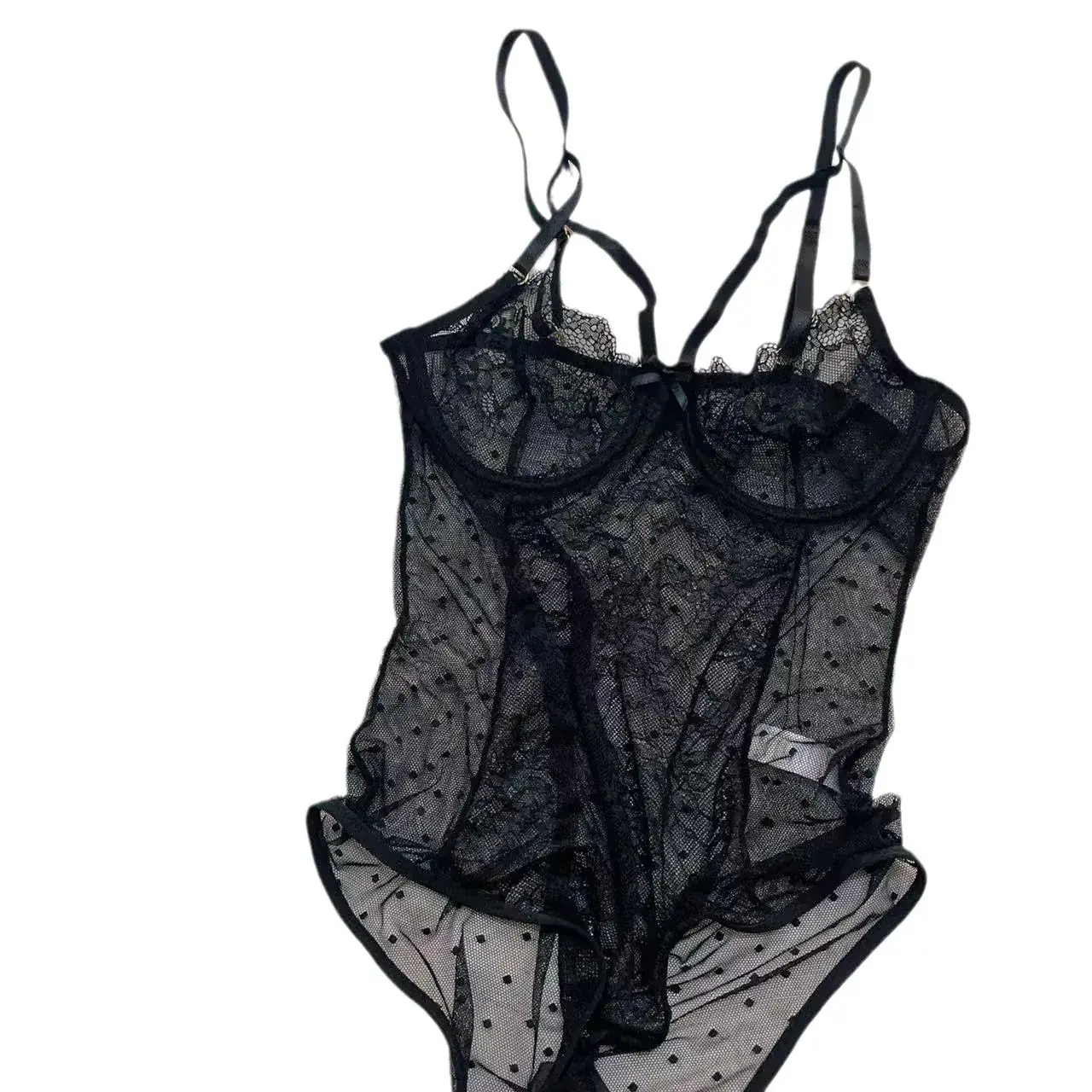 Black Lace Vest Suspenders Single Layer Transparent - Image 6