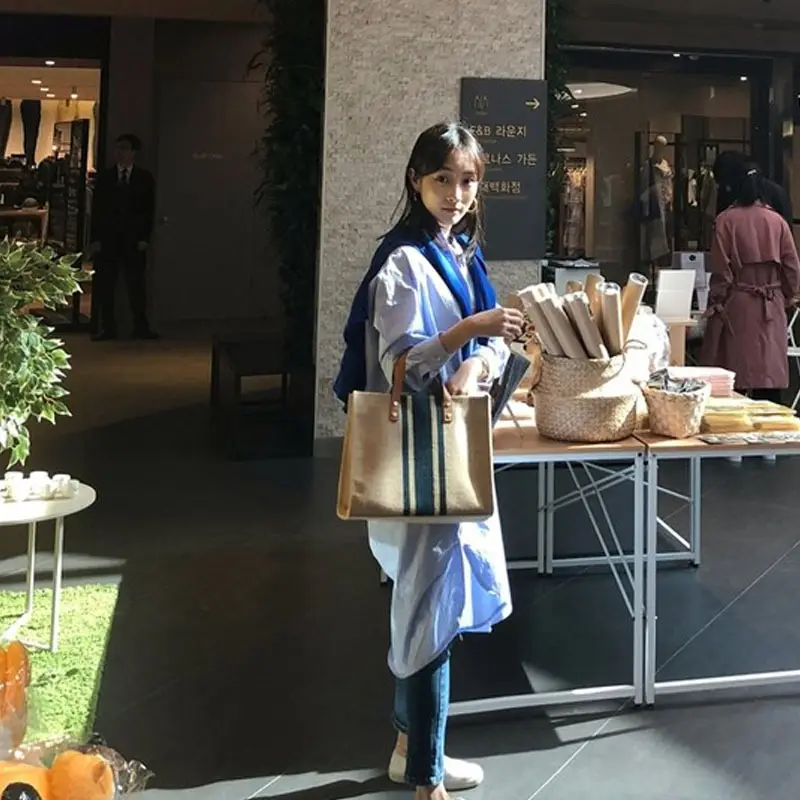 Korean Style Women's Portable Briefcase Canvas Bag