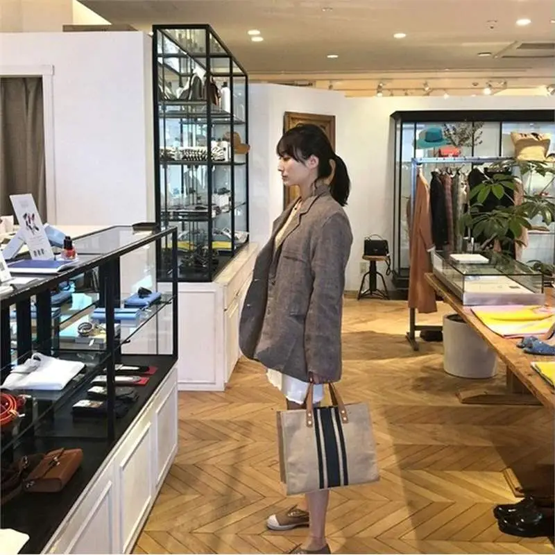 Korean Style Women's Portable Briefcase Canvas Bag