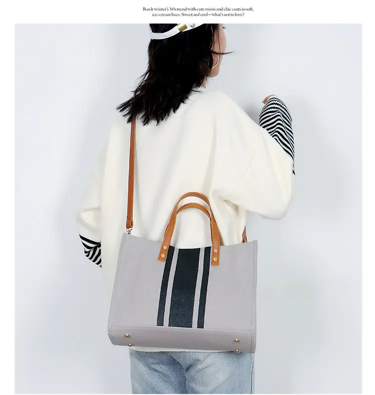 Korean Style Women's Portable Briefcase Canvas Bag