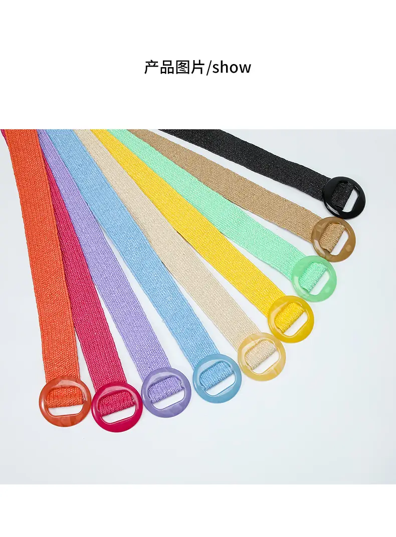 Pink Straw Round Buckle Belt for Women β feature 10