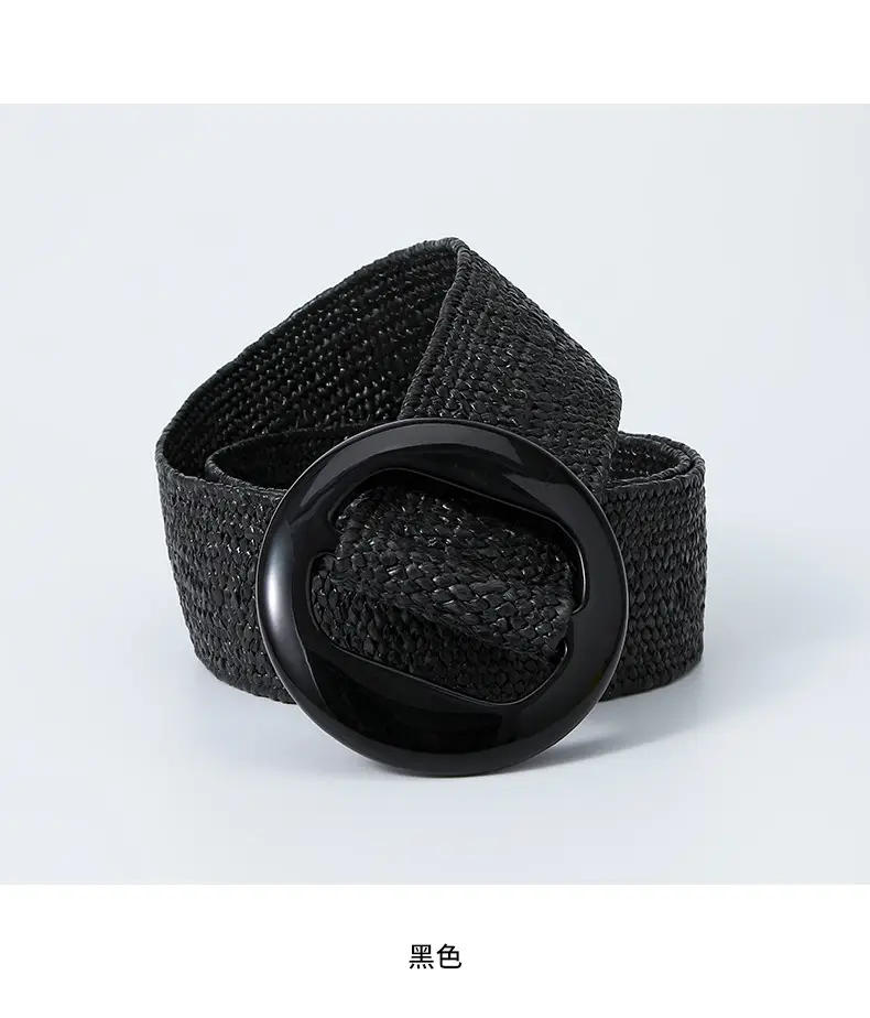 Pink Straw Round Buckle Belt for Women β feature 11