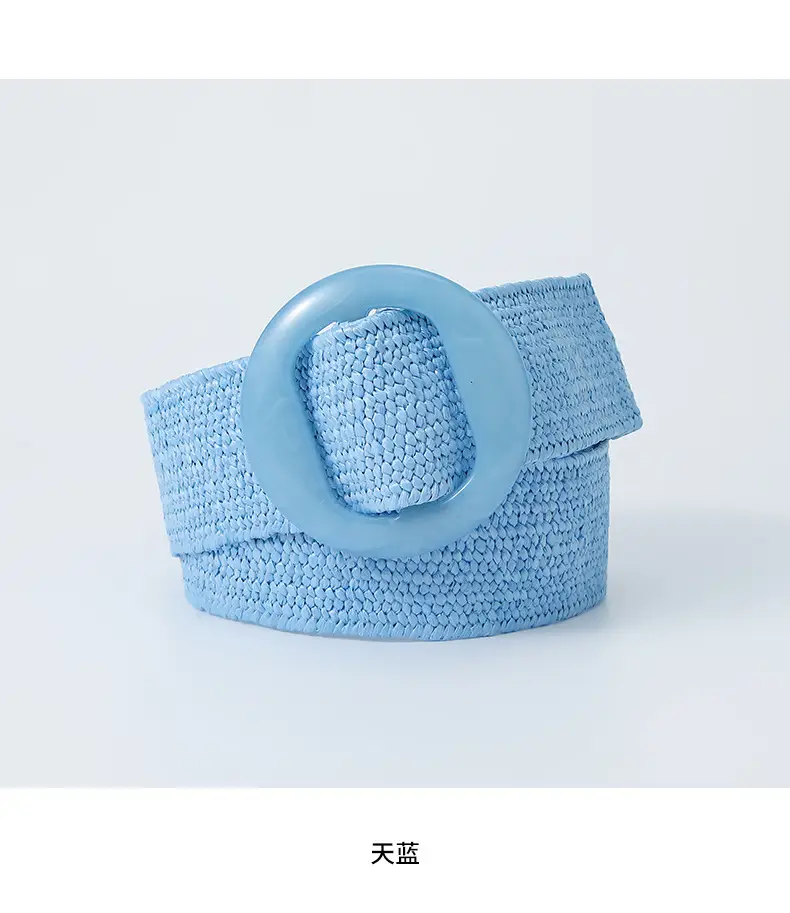 Pink Straw Round Buckle Belt for Women β feature 12