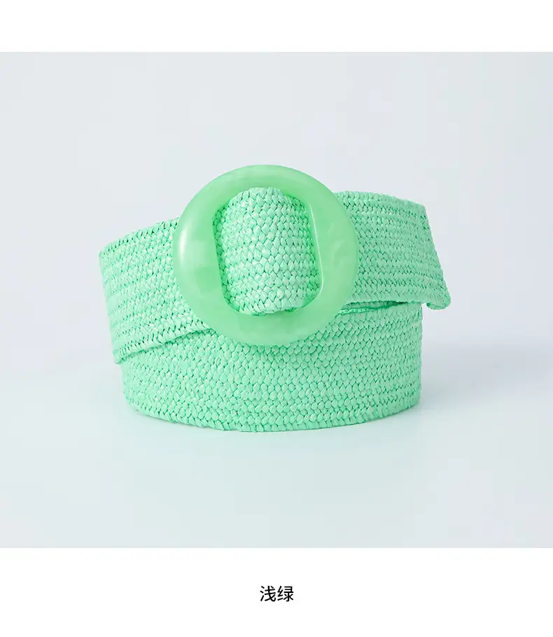 Pink Straw Round Buckle Belt for Women β feature 13