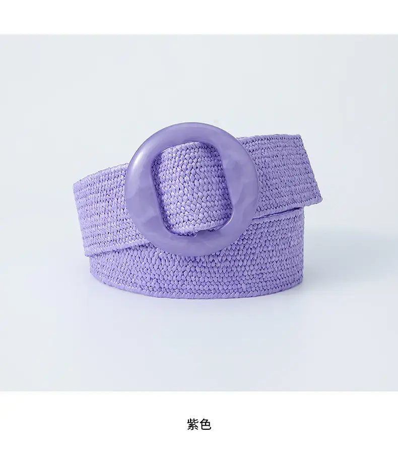 Pink Straw Round Buckle Belt for Women β feature 15