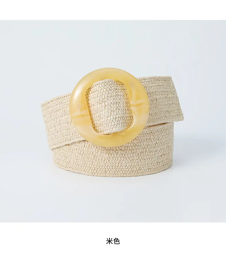 Pink Straw Round Buckle Belt for Women β feature 16