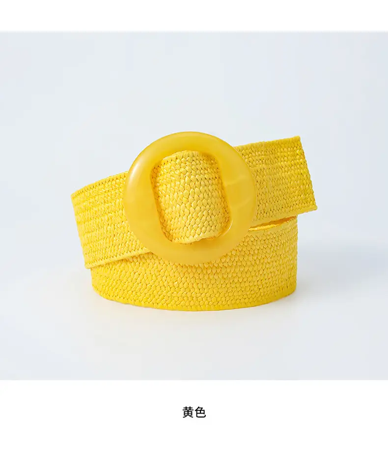 Pink Straw Round Buckle Belt for Women β feature 17