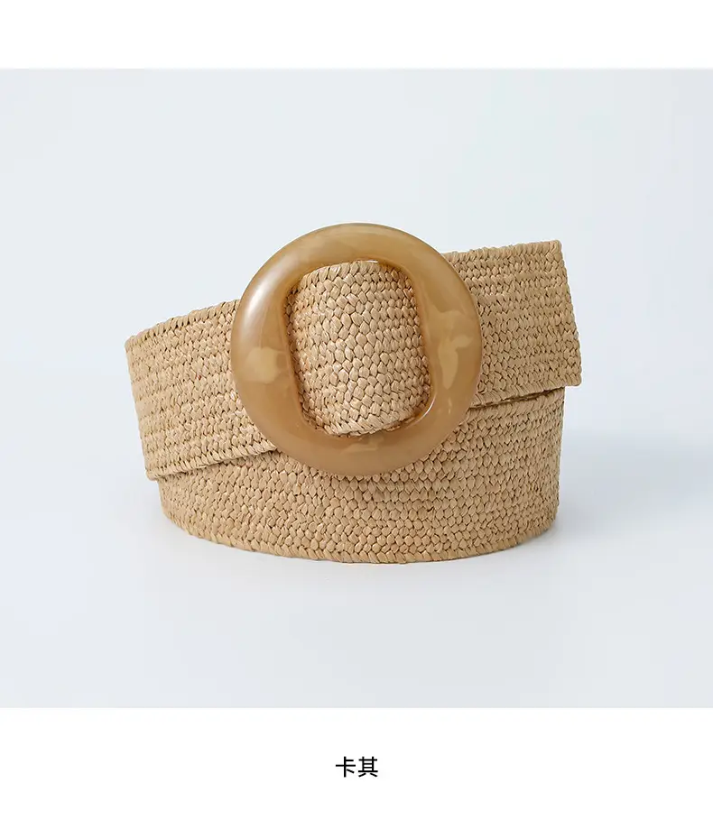 Pink Straw Round Buckle Belt for Women β feature 18