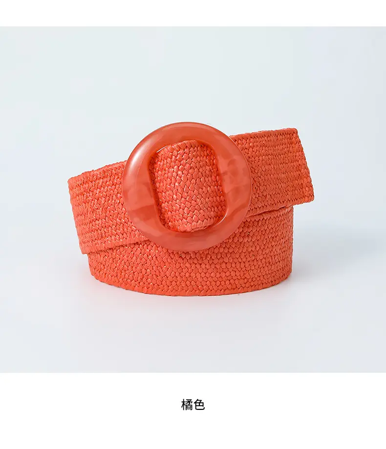 Pink Straw Round Buckle Belt for Women β feature 19