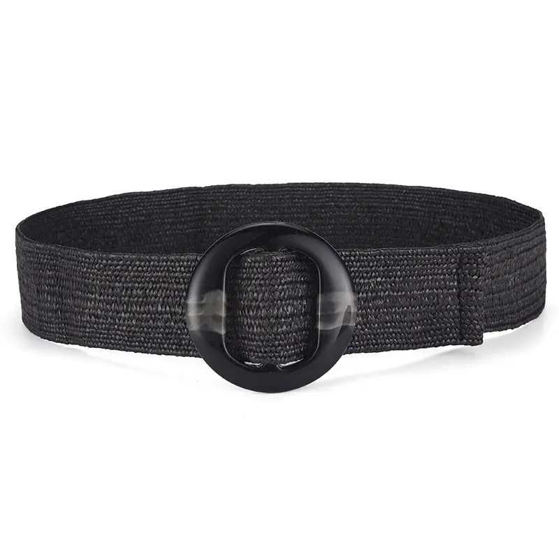 Pink Straw Round Buckle Belt for Women - Image 1