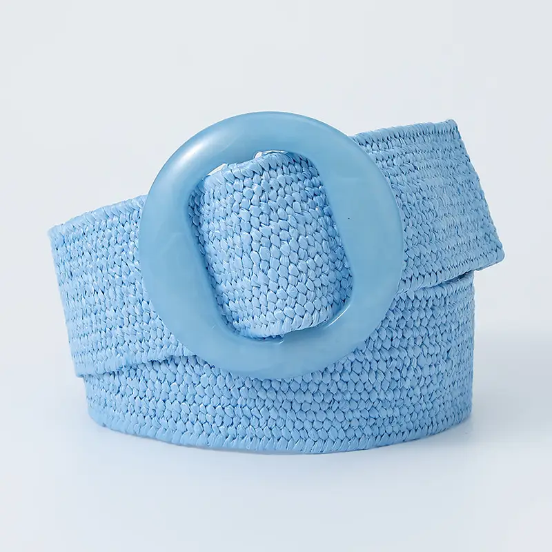 Pink Straw Round Buckle Belt for Women - Image 5