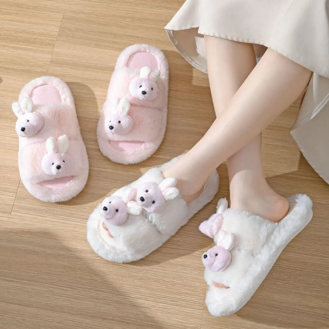 Cross-border Amazon Parallel Bars Panda Cotton Slippers Women Home Indoor Plush Slippers ins Fluffy Slippers Women Wholesale - Image 6