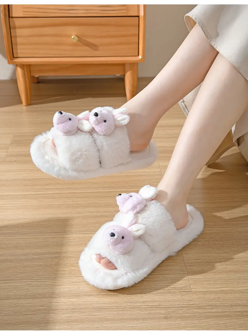 Cross-border Amazon Parallel Bars Panda Cotton Slippers Women Home Indoor Plush Slippers ins Fluffy Slippers Women Wholesale — feature 7