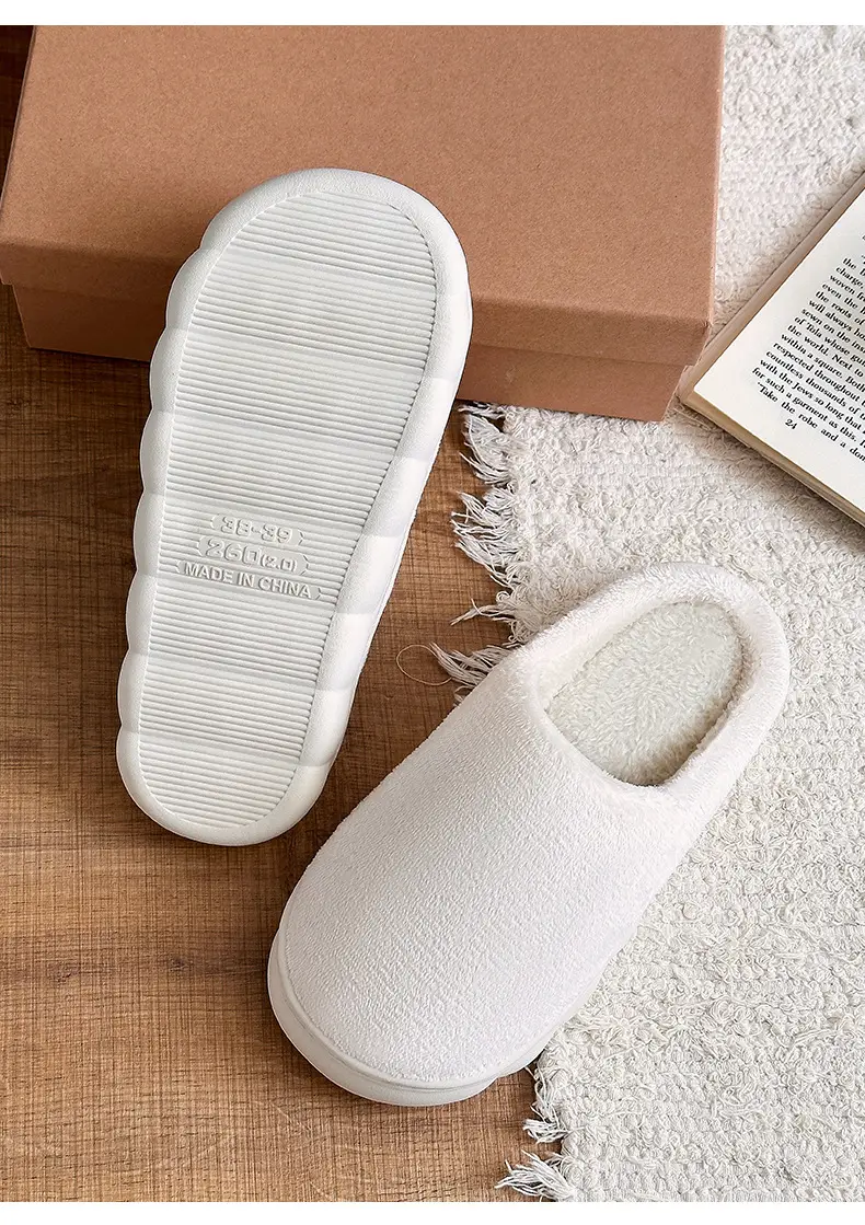 Thick bottom winter solid color couple flannel cotton slippers home indoor warm and comfortable month cotton sops wholesale — feature 14