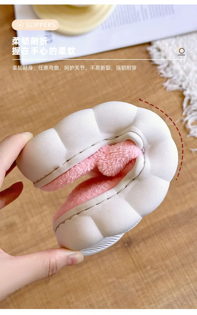 Thick bottom winter solid color couple flannel cotton slippers home indoor warm and comfortable month cotton sops wholesale — feature 6