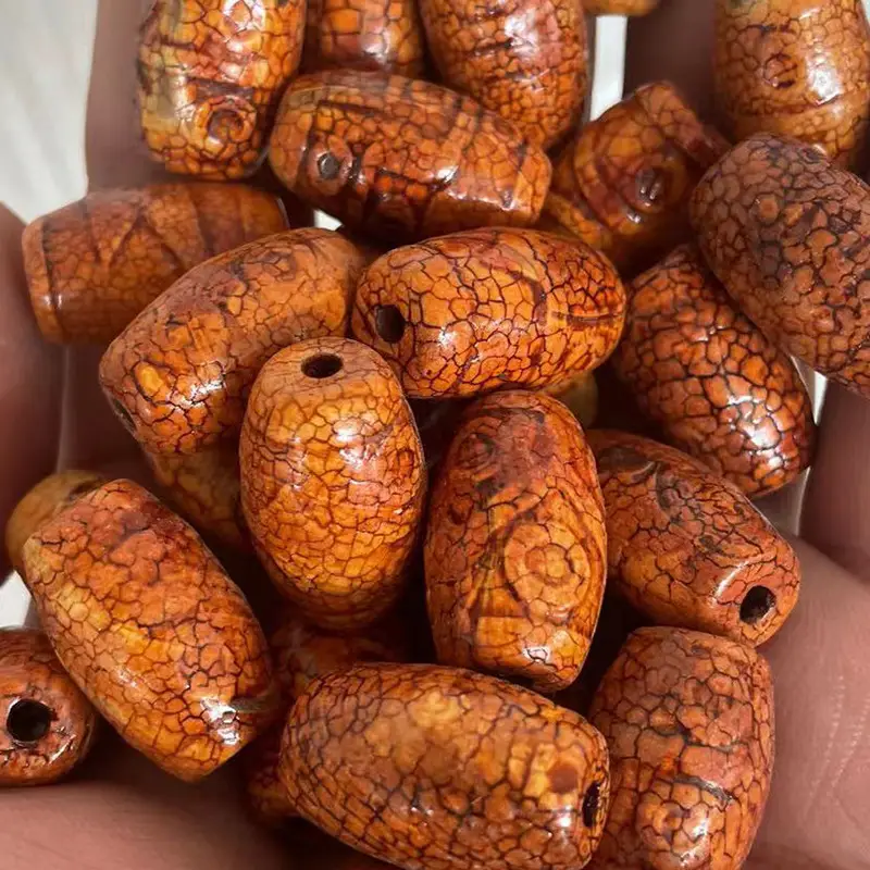 Natural Agate Antique Beads 15x22mm Oil Textured - Image 2