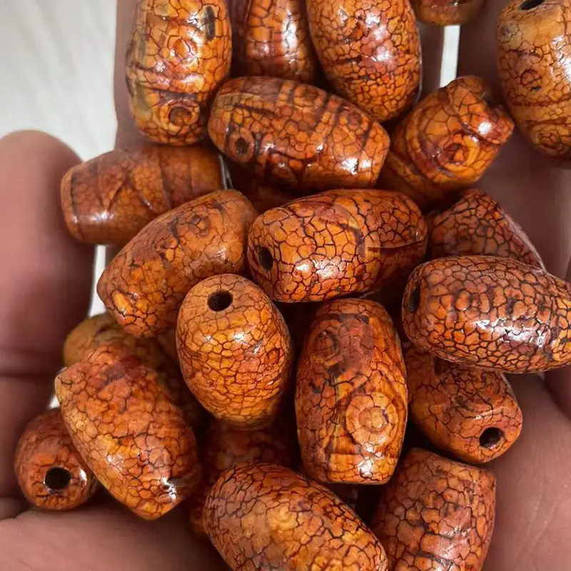 Natural Agate Antique Beads 15x22mm Oil Textured - Image 3