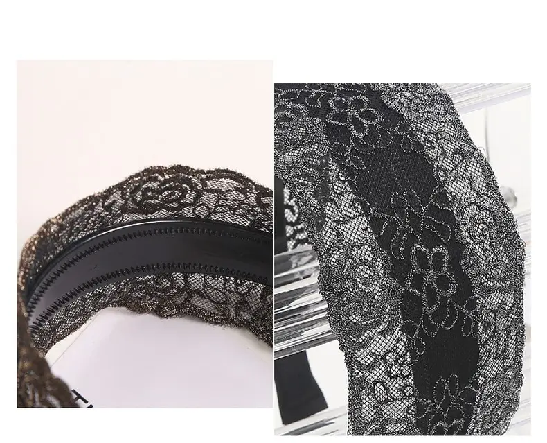 Embroidered Lace Hair Band with Inner Teeth — feature 26