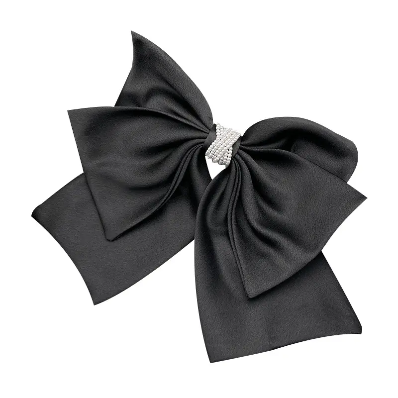 Black Satin Bow Hair Clip for Women 2023 - Image 5