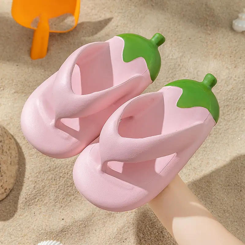 Eggplant Kids Flip Flops Pink Non-Slip Summer