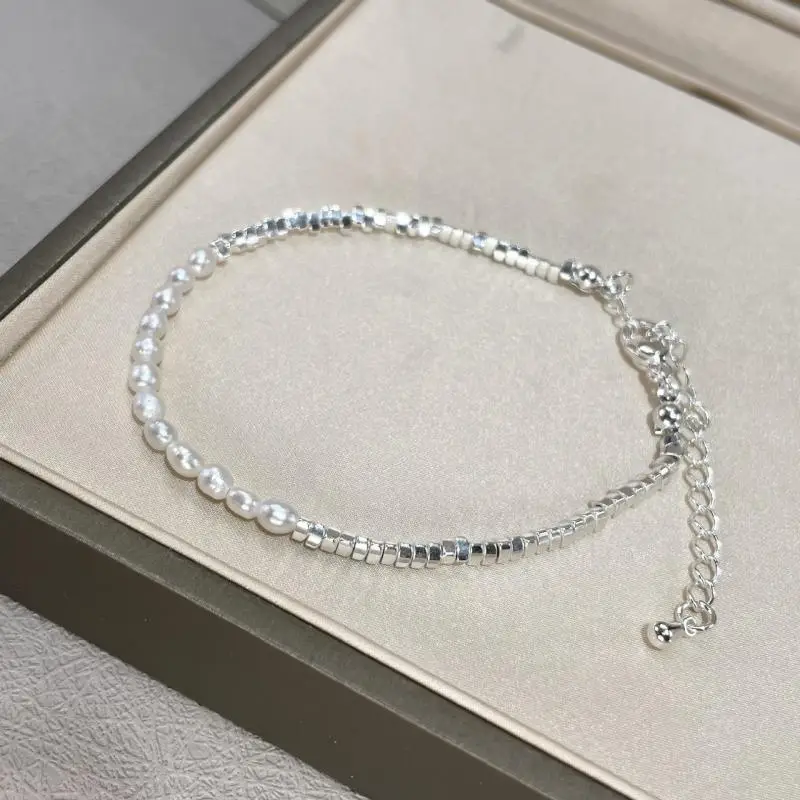 Natural Pearl Broken Silver Baby Bead Bracelet Women's Summer Light Luxury Design - Image 4