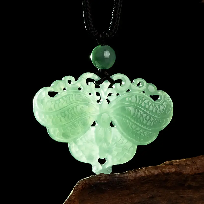 Jade Blue Butterfly Pendant Double Carved Wholesale - Image 4