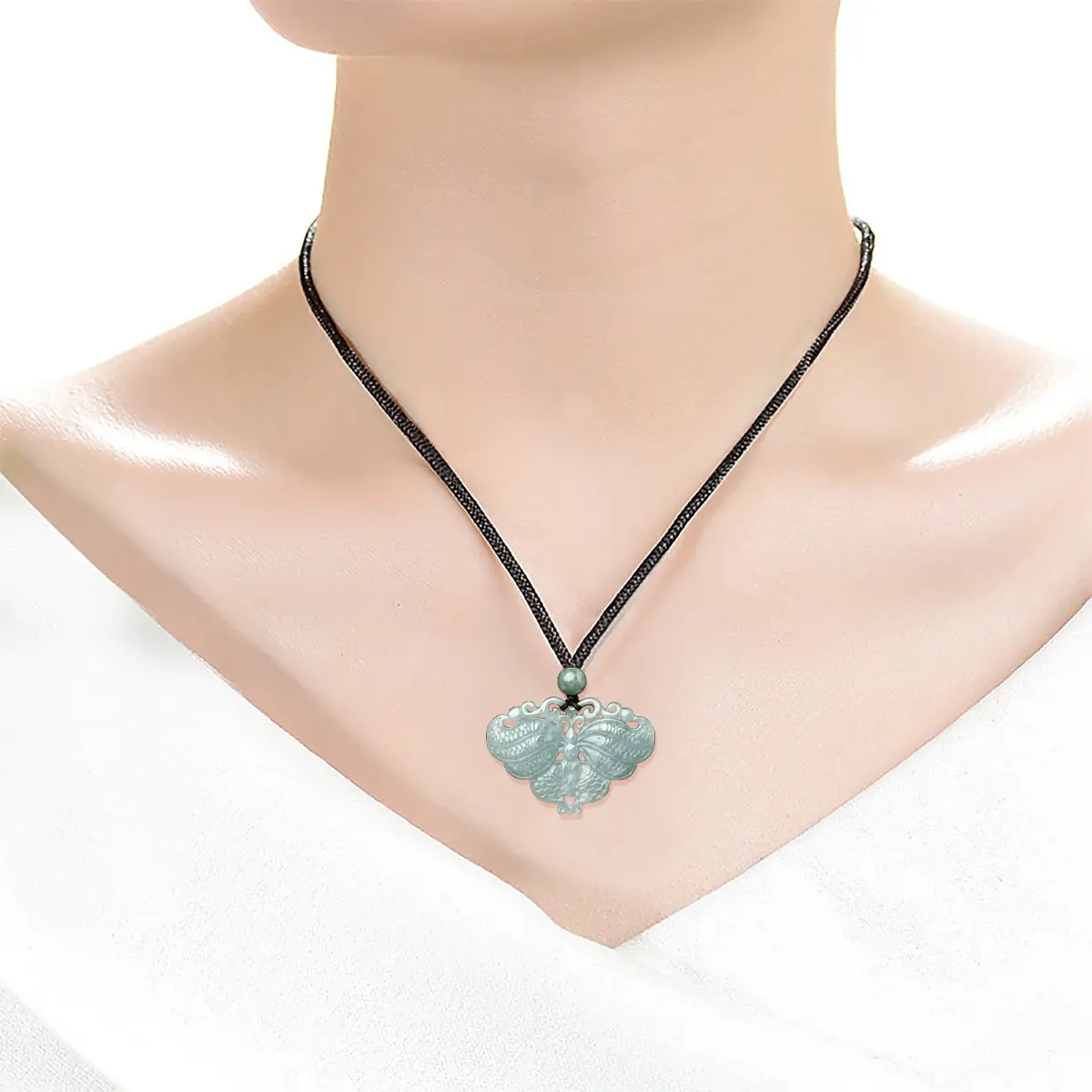 Jade Blue Butterfly Pendant Double Carved Wholesale - Image 5