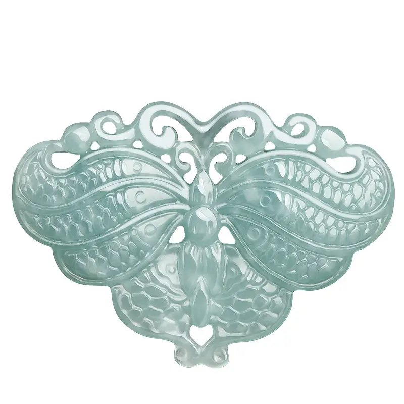 Jade Blue Butterfly Pendant Double Carved Wholesale - Image 6