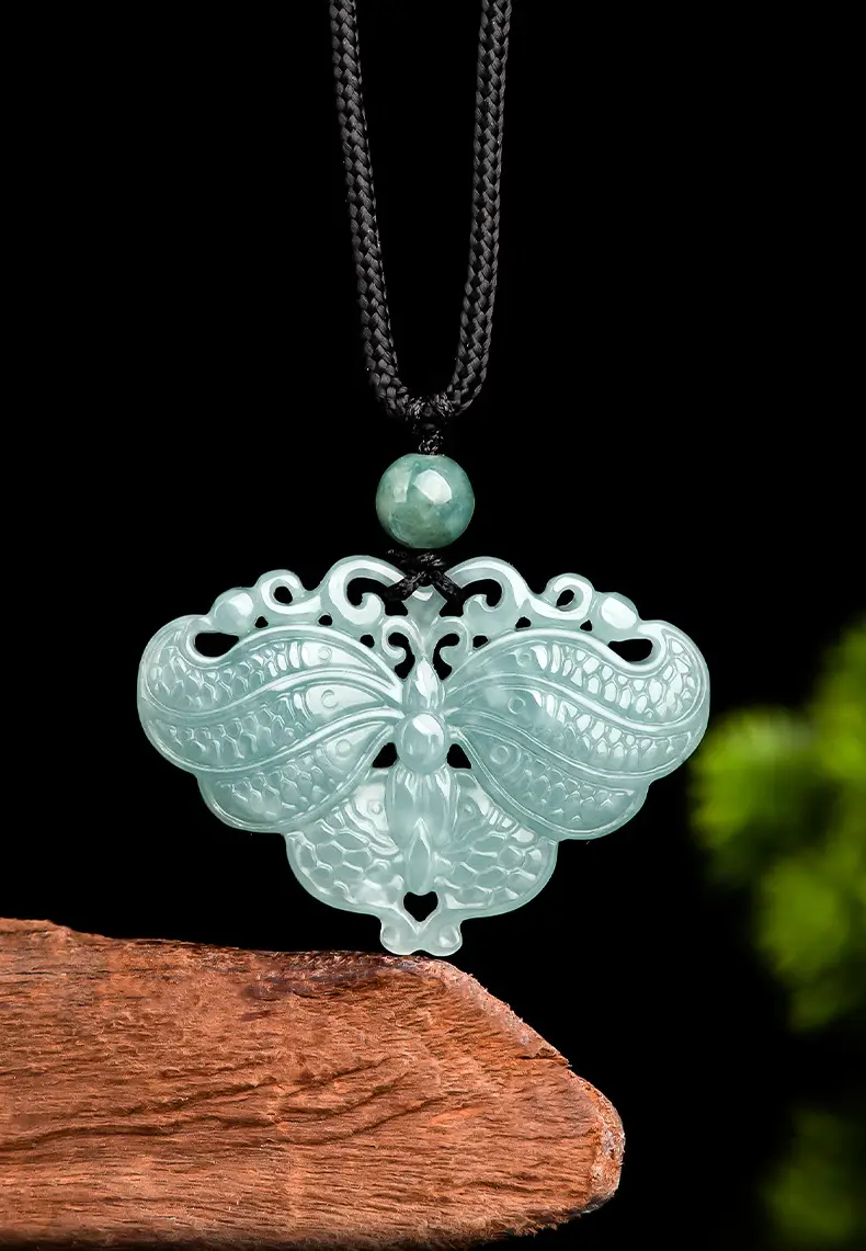Jade Blue Butterfly Pendant Double Carved Wholesale — feature 1